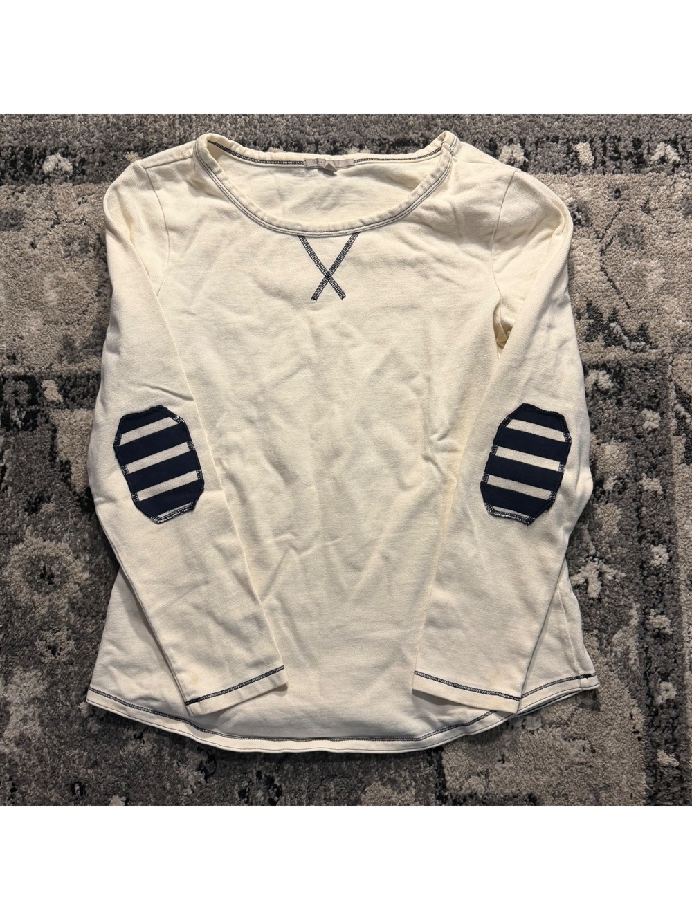 Gap Y2K Navy and Cream Long Sleeve